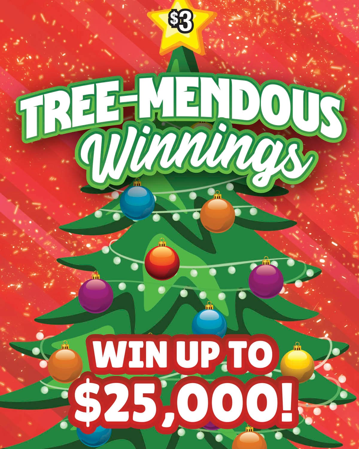 TREE-MENDOUS WINNINGS scratch-off ticket
