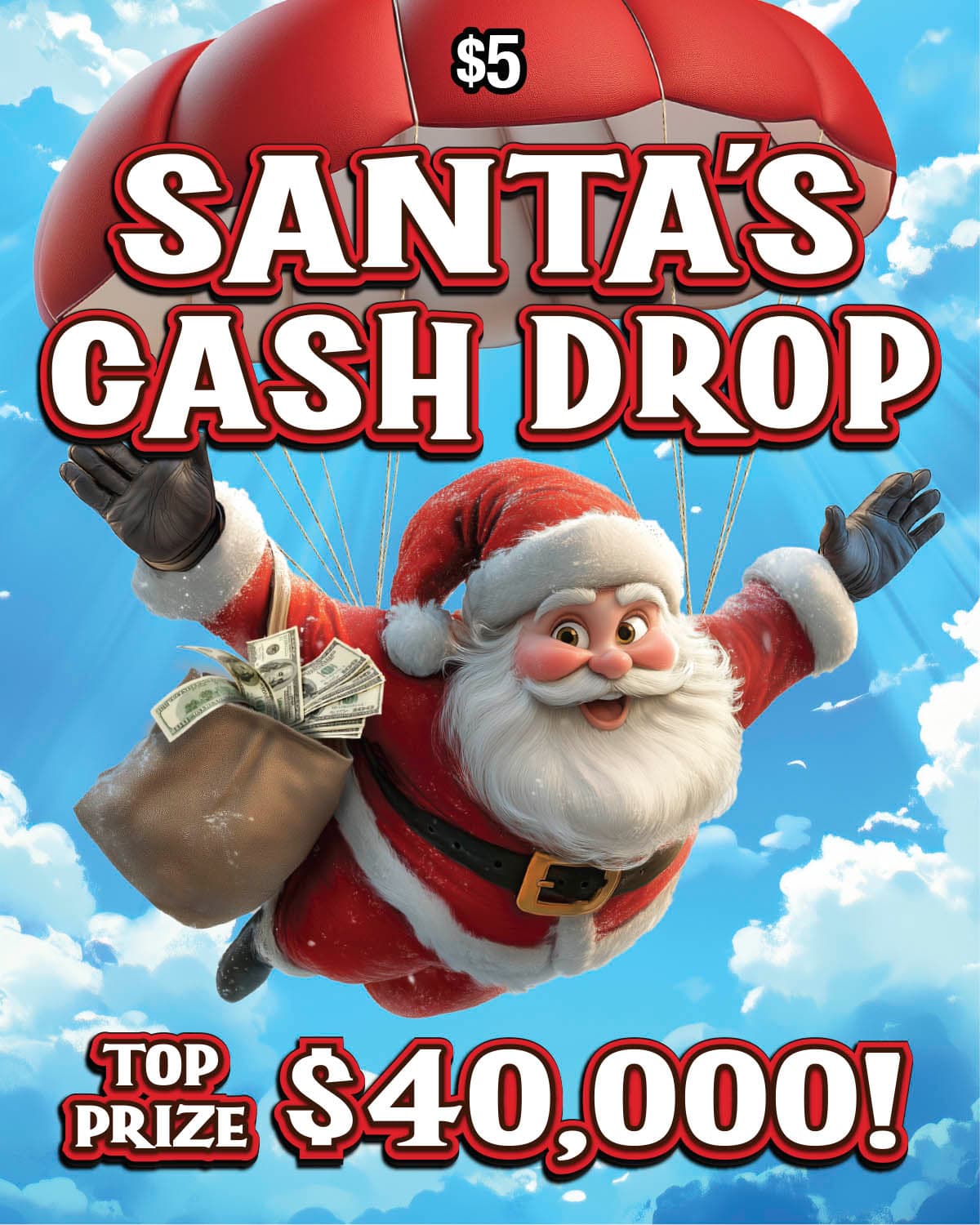 SANTA'S CASH DROP scratch-off ticket