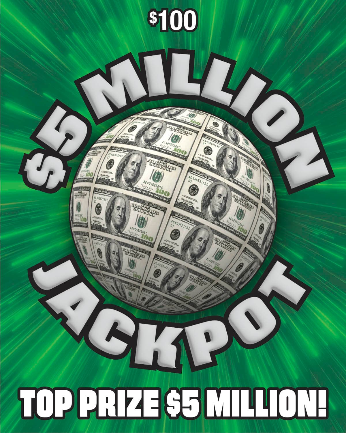 $5 MILLION JACKPOT scratch-off ticket