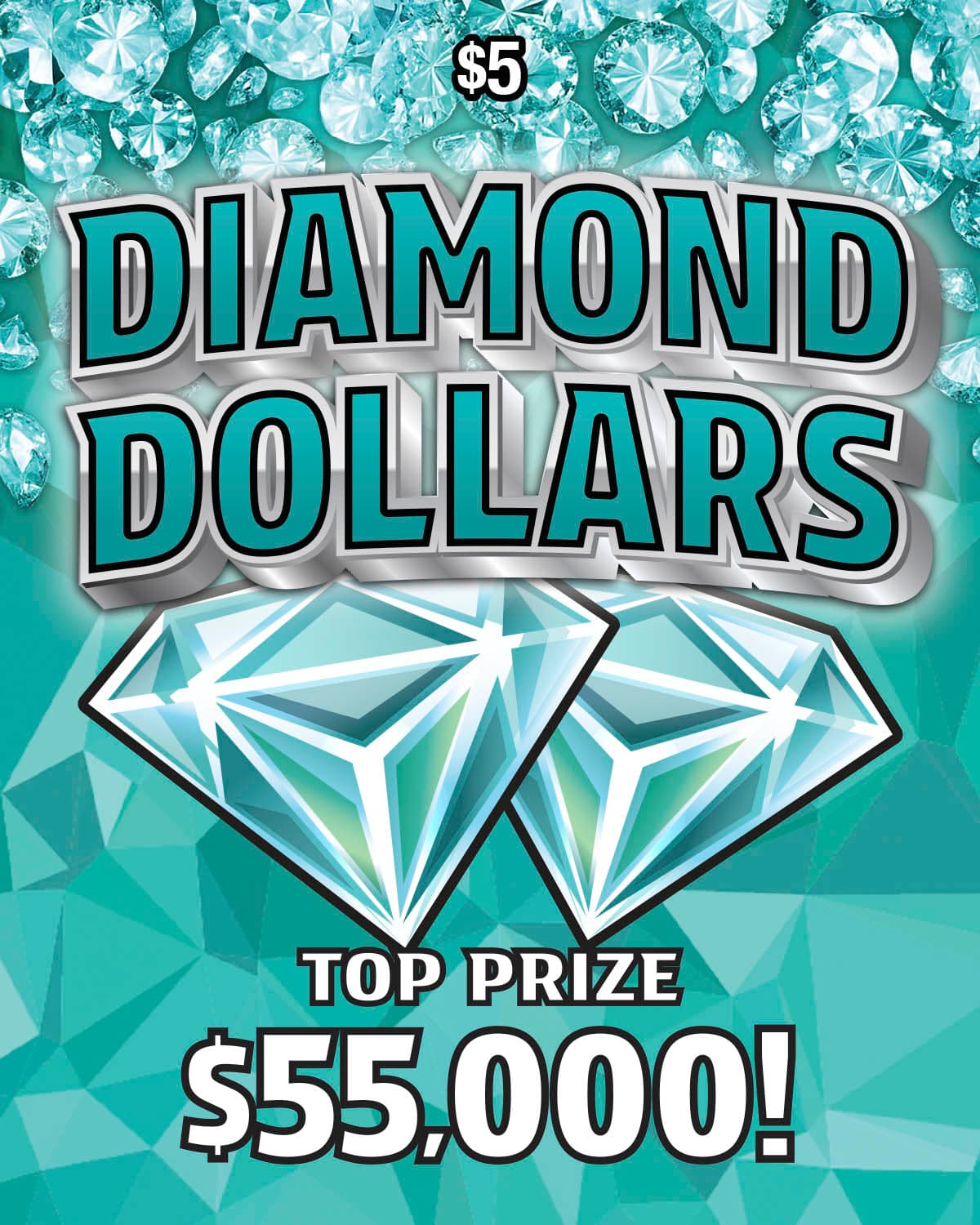 DIAMOND DOLLARS scratch-off ticket