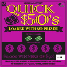 QUICK $50'S scratch-off ticket