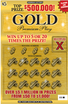 GOLD PREMIUM PLAY scratch-off ticket