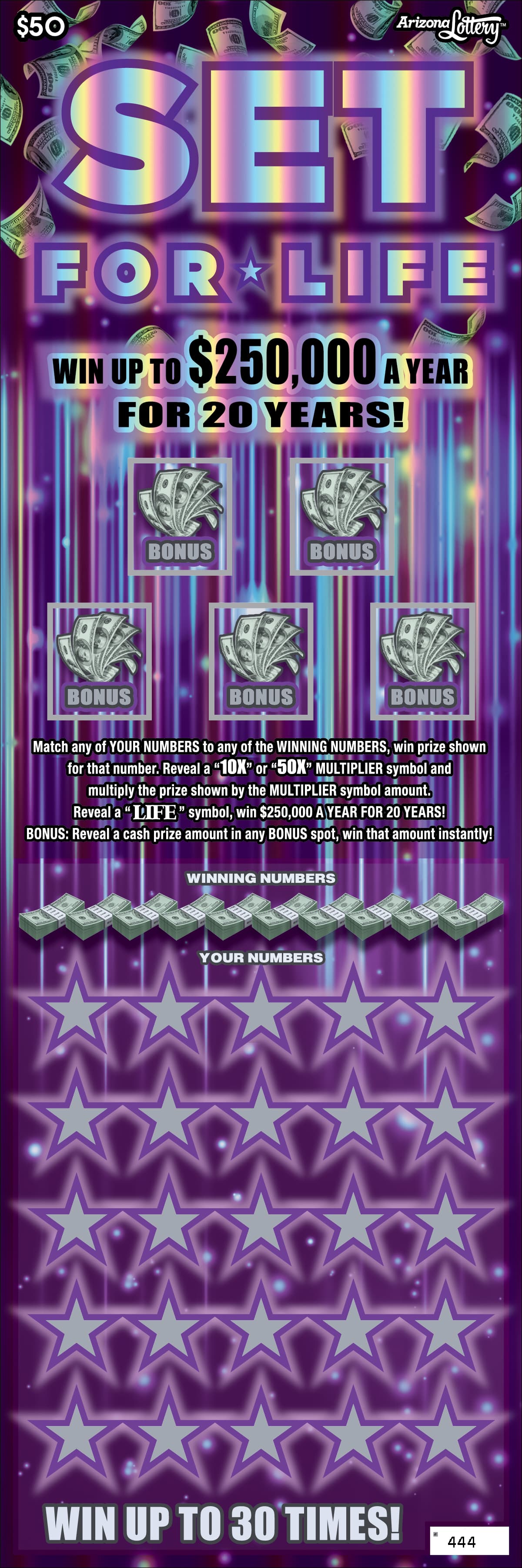 SET FOR LIFE scratch-off ticket