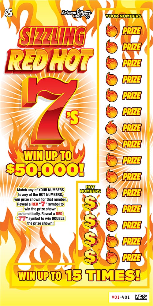 SIZZLING RED HOT 7`S scratch-off ticket