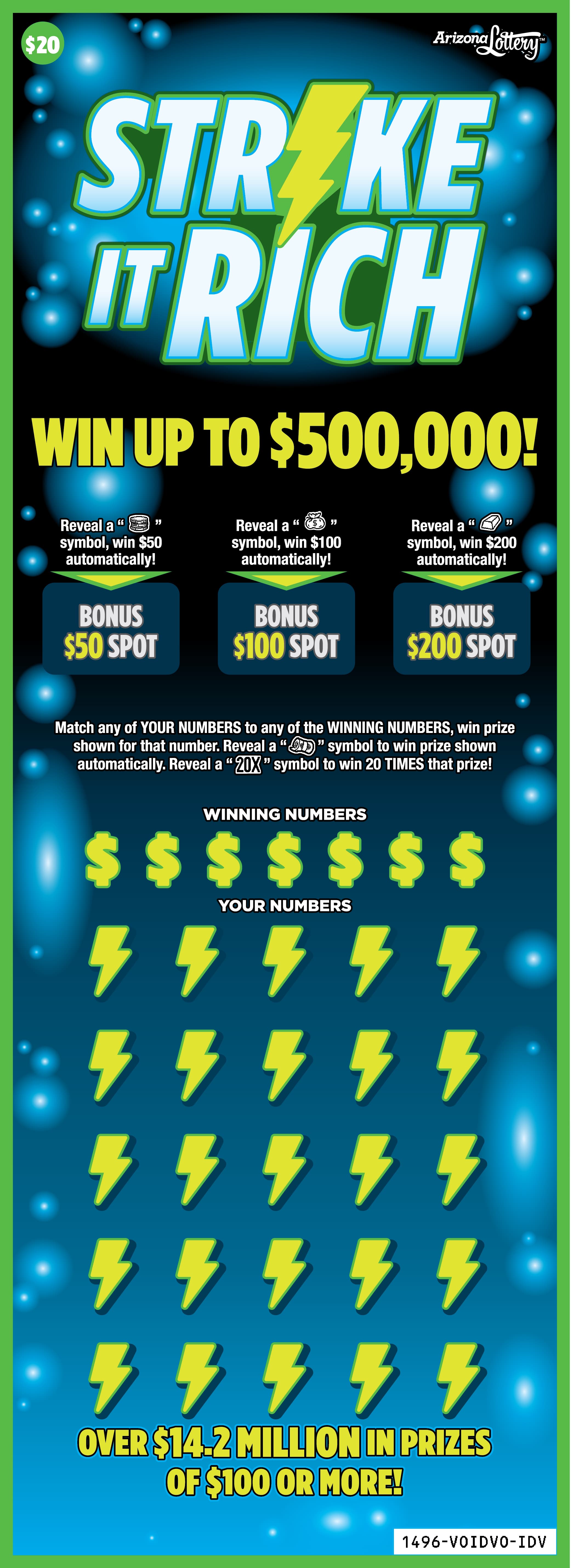 STRIKE IT RICH scratch-off ticket
