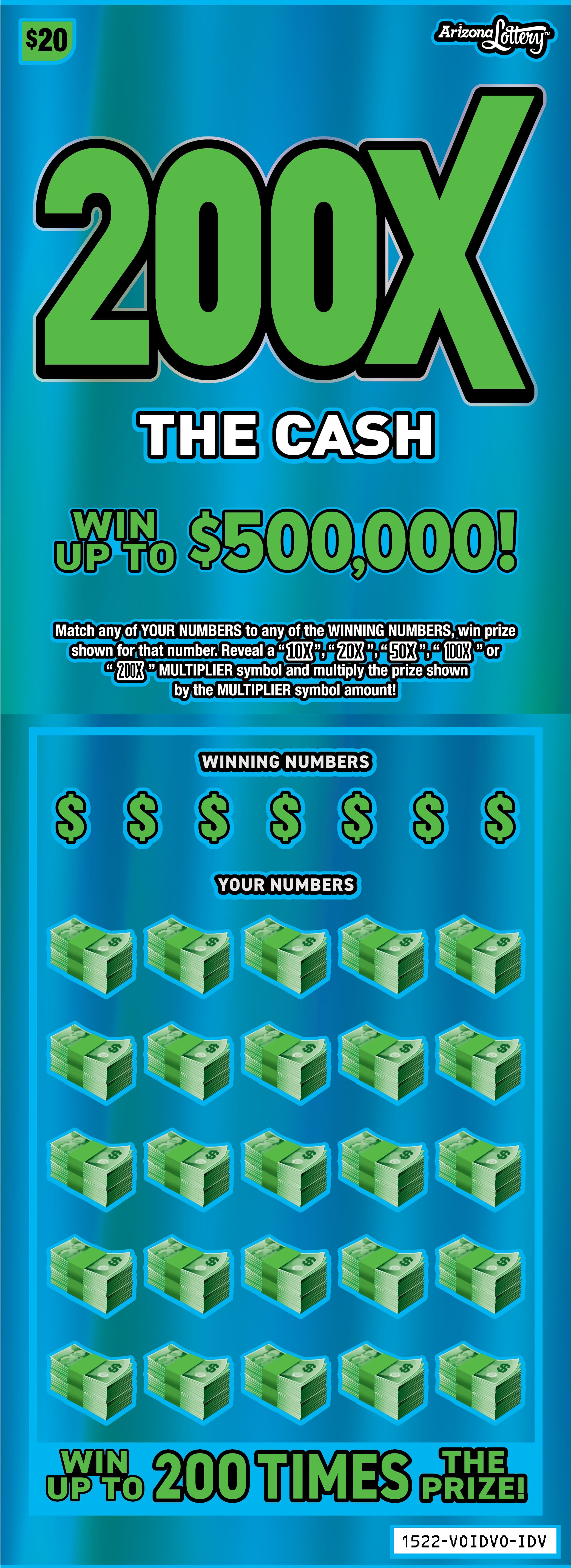 200X THE CASH scratch-off ticket