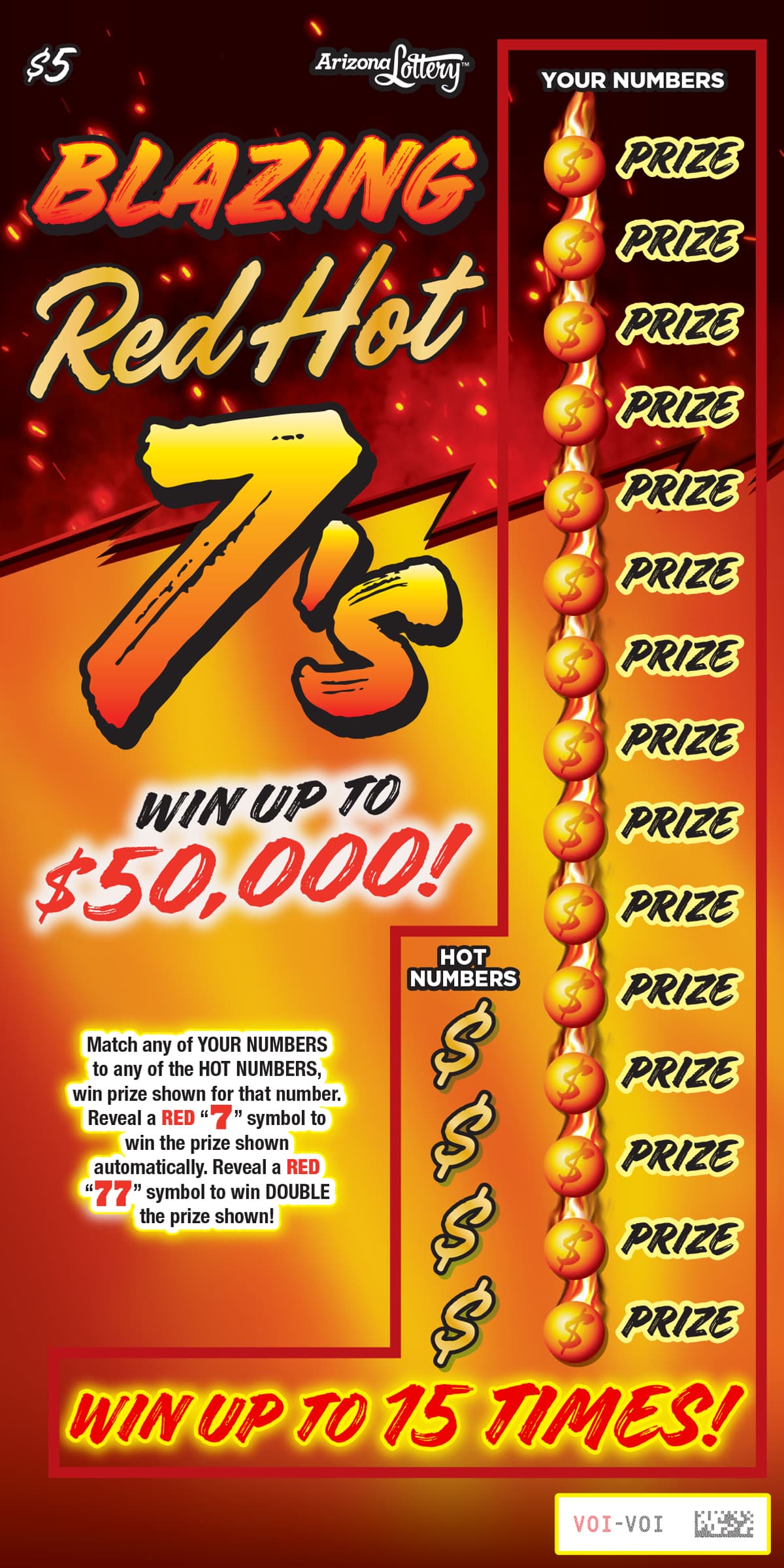 BLAZING RED HOT 7`S scratch-off ticket