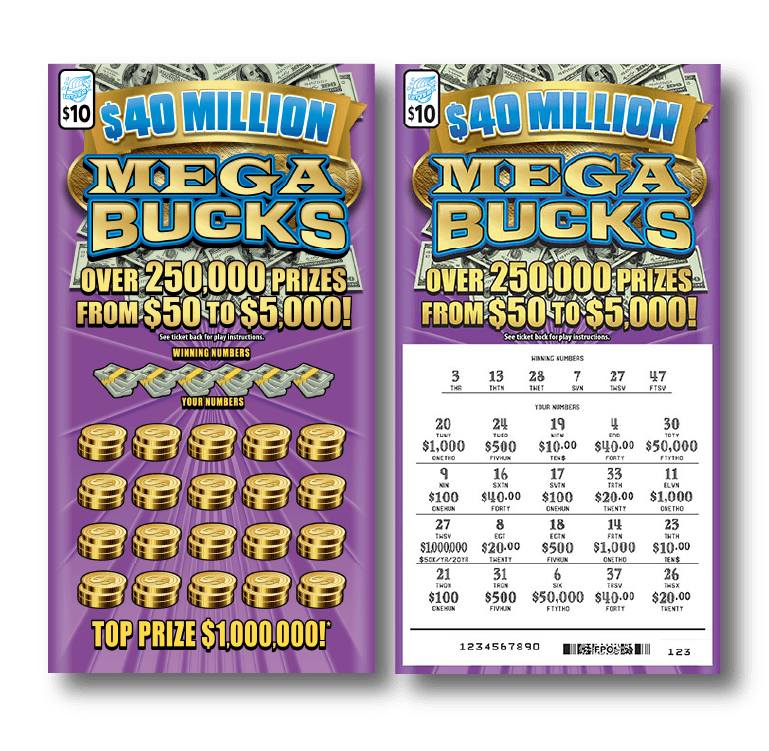 $40 MILLION MEGA BUCKS scratch-off ticket