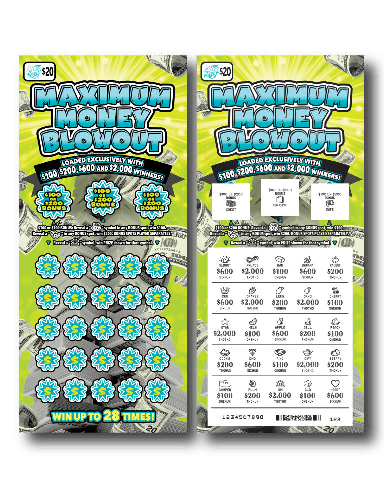 MAXIMUM MONEY BLOWOUT scratch-off ticket