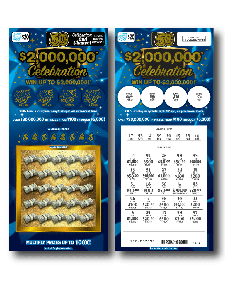 $2,000,000* CELEBRATION scratch-off ticket