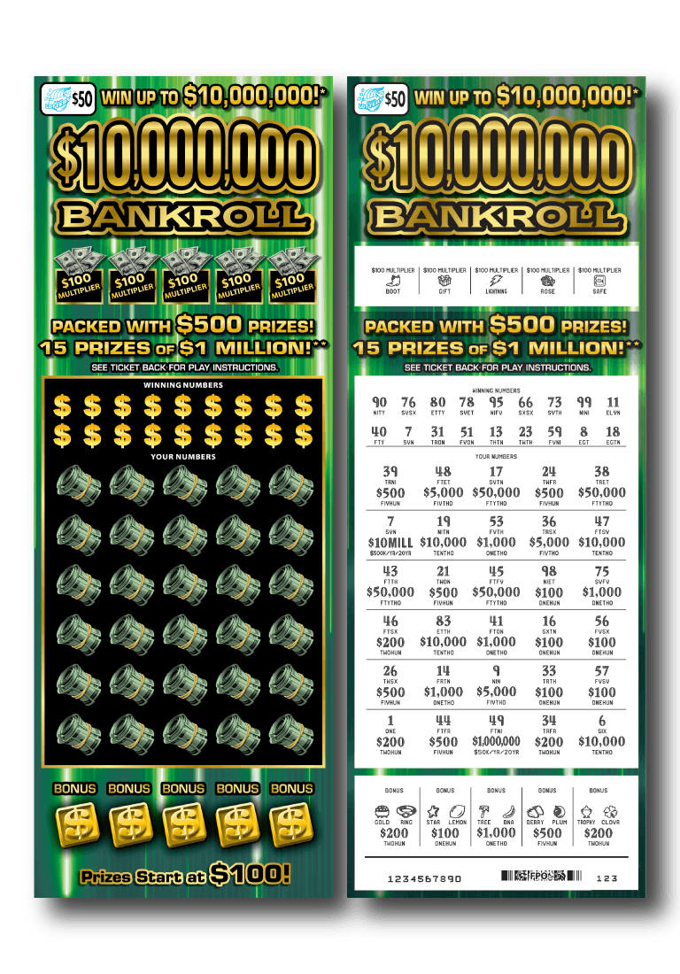 $10,000,000 BANKROLL scratch-off ticket