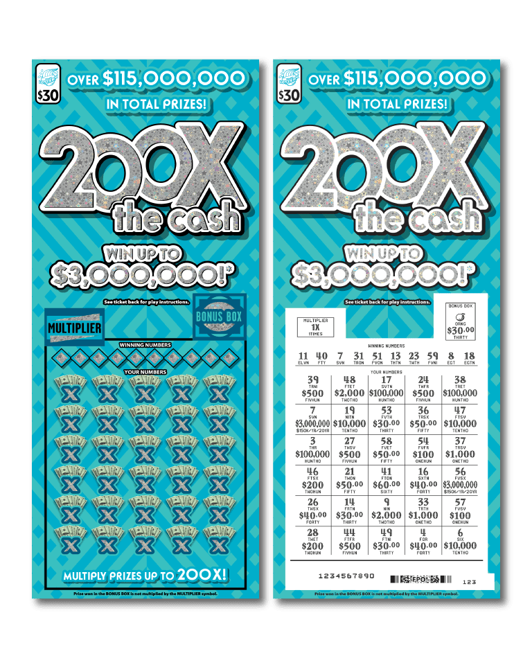 200X THE CASH scratch-off ticket