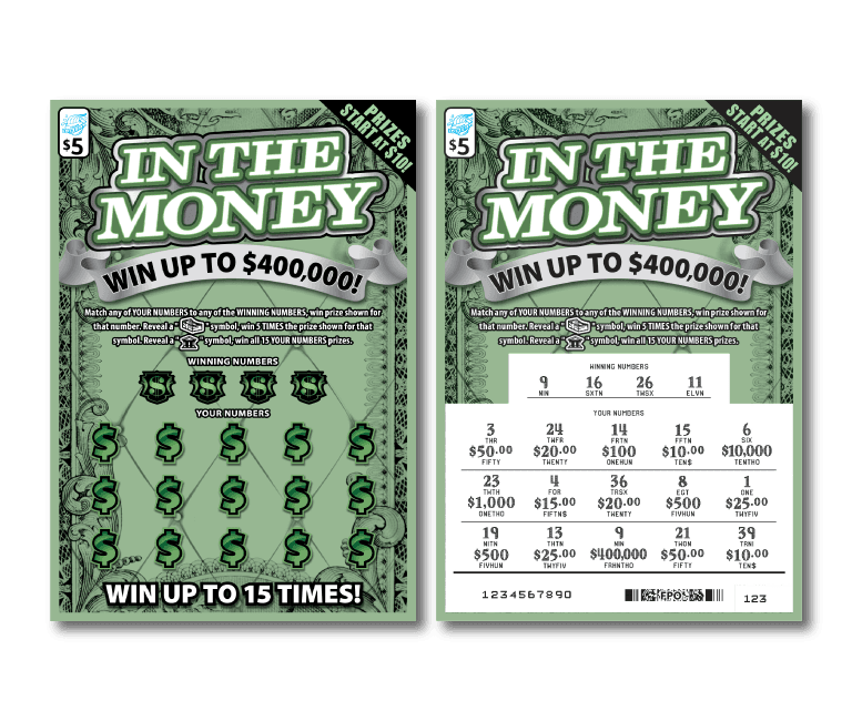 IN THE MONEY scratch-off ticket