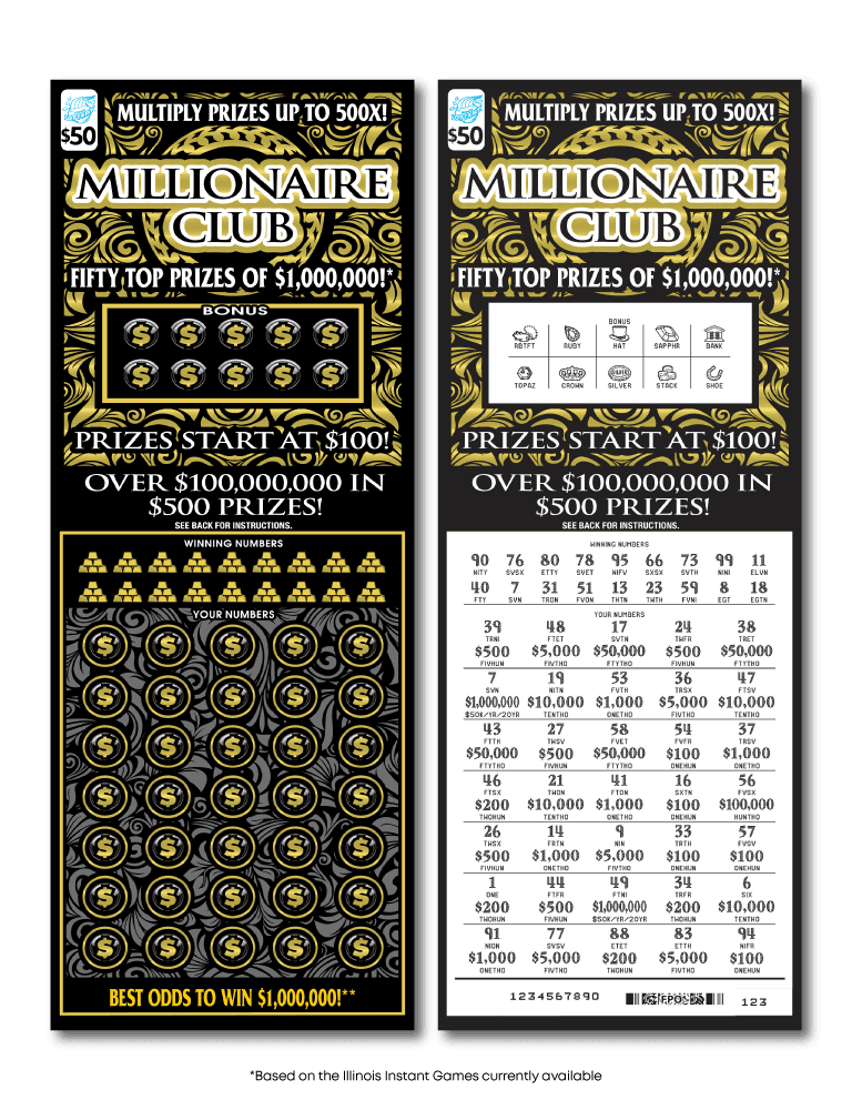 MILLIONAIRE CLUB scratch-off ticket