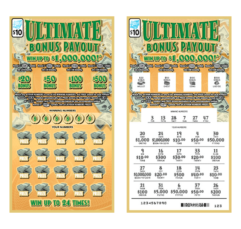 ULTIMATE BONUS PAYOUT scratch-off ticket
