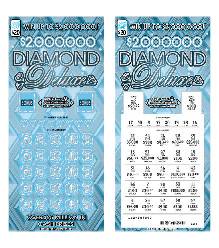 $2,000,000 DIAMOND DELUXE scratch-off ticket