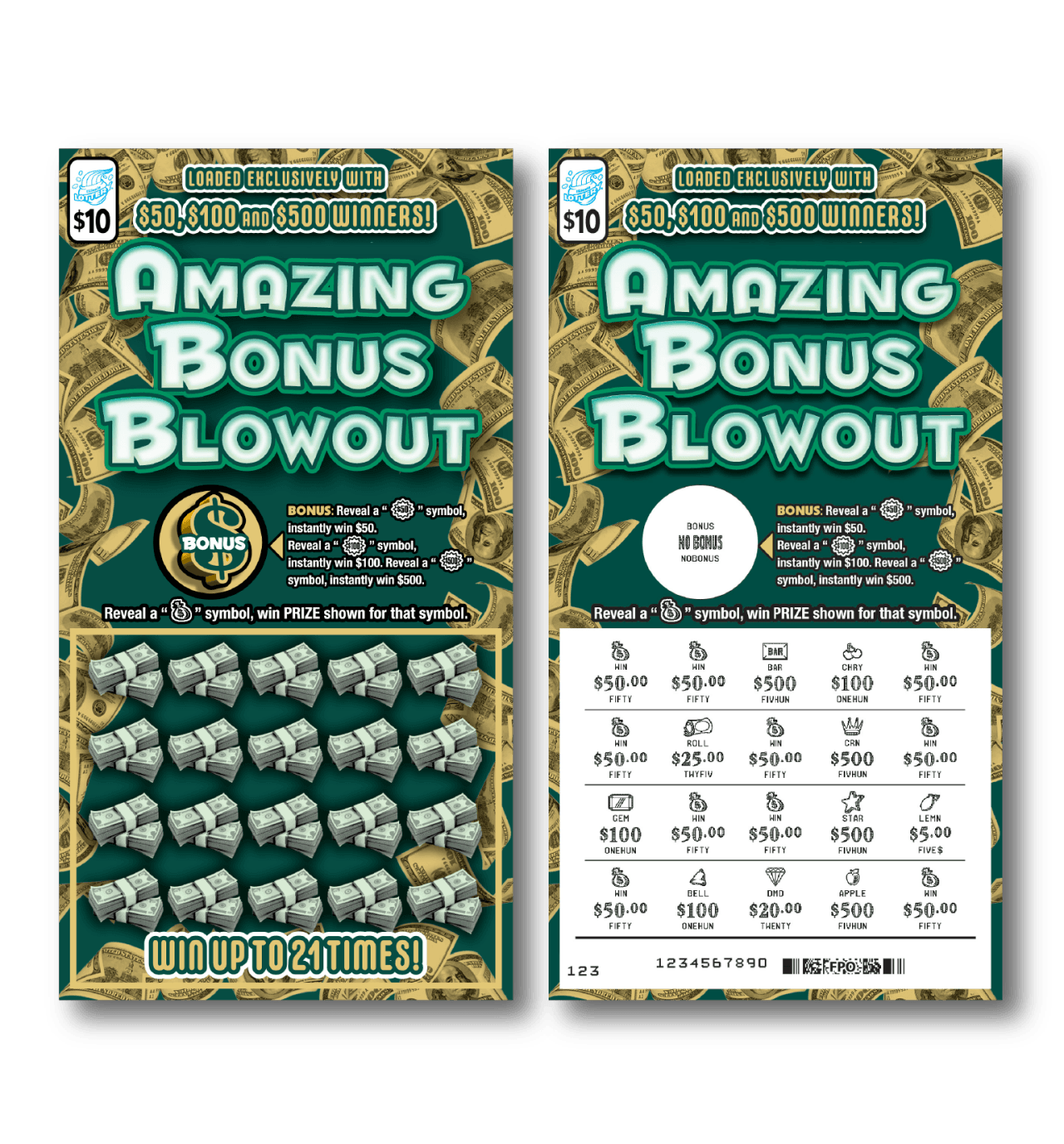 BONUS BLOWOUT scratch-off ticket