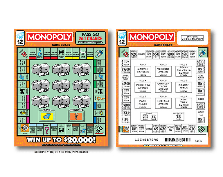 MONOPOLY scratch-off ticket