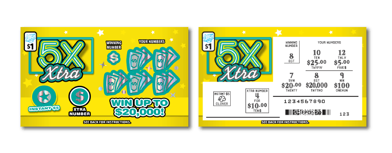 5X XTRA scratch-off ticket
