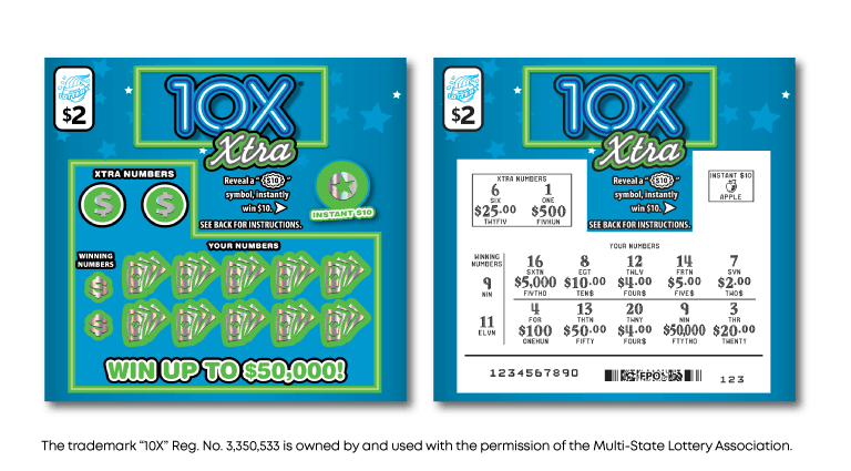 10X XTRA scratch-off ticket