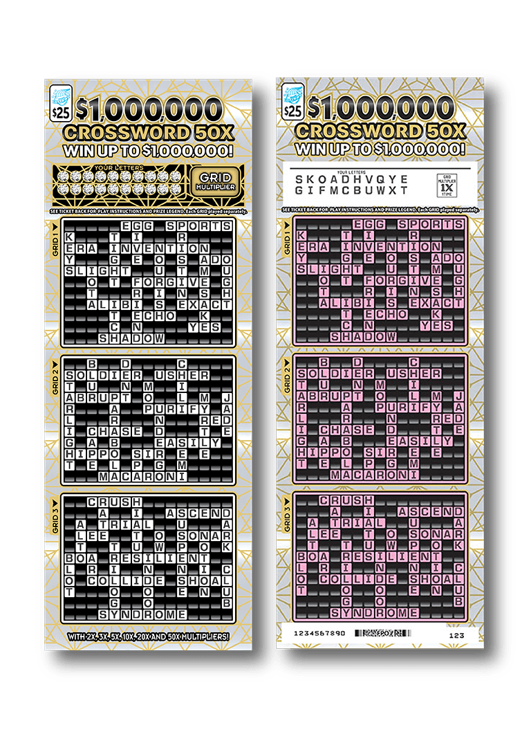 $1,000,000 CROSSWORD 50X scratch-off ticket