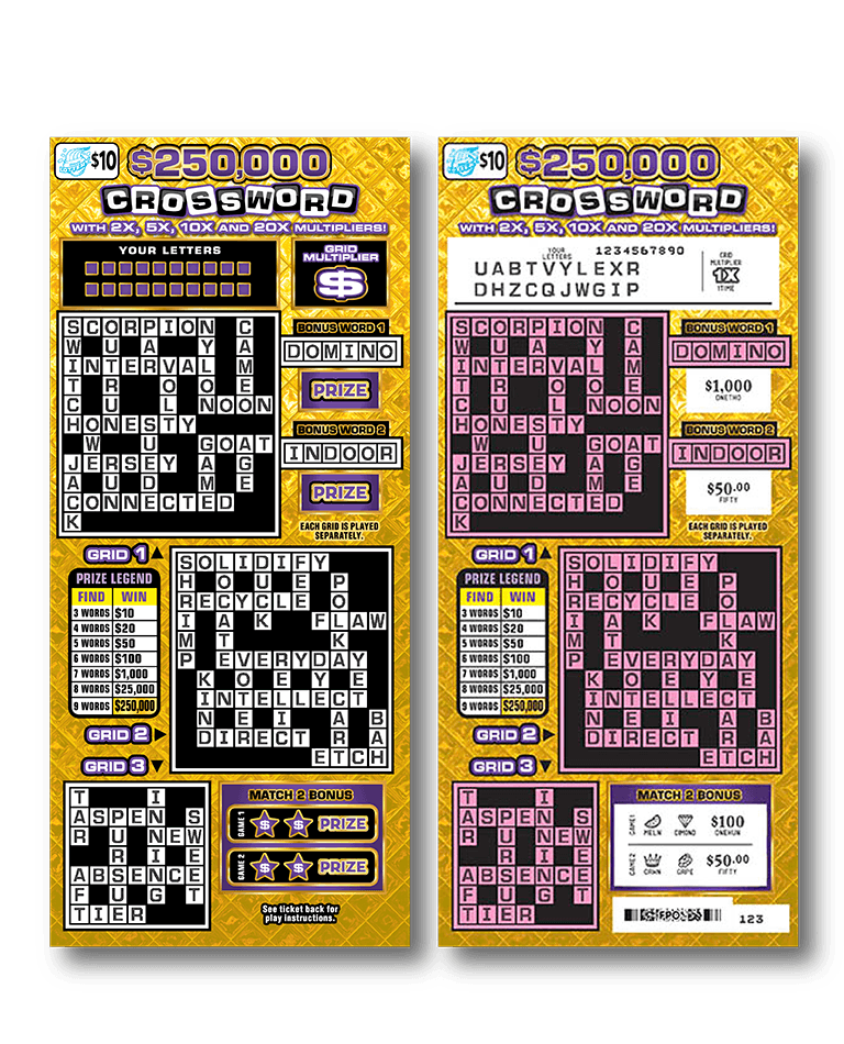 $250,000 CROSSWORD scratch-off ticket