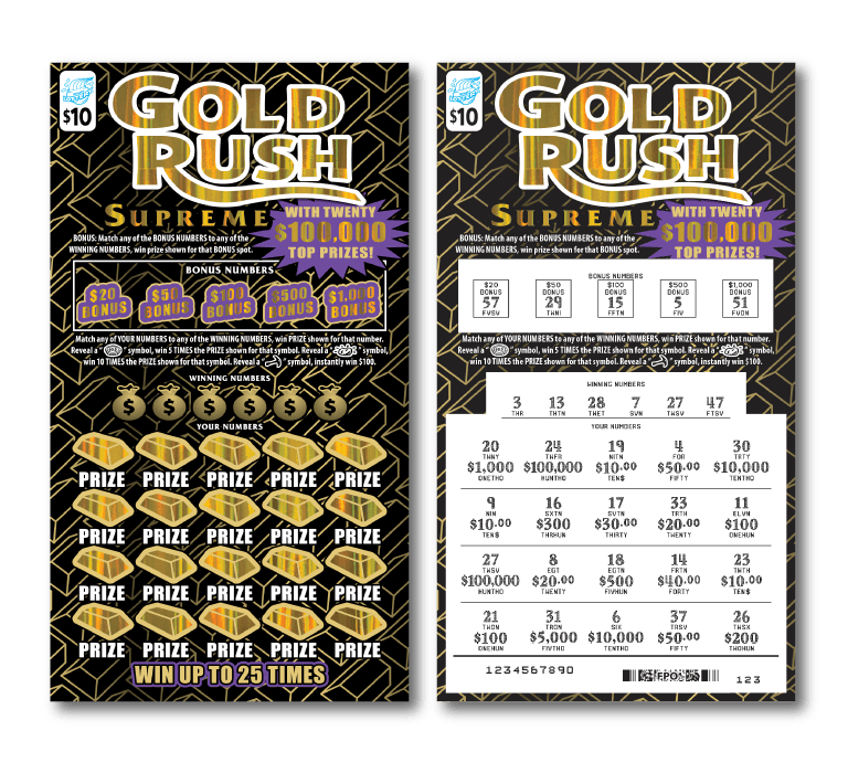GOLD RUSH SUPREME scratch-off ticket