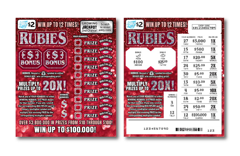 RUBIES scratch-off ticket