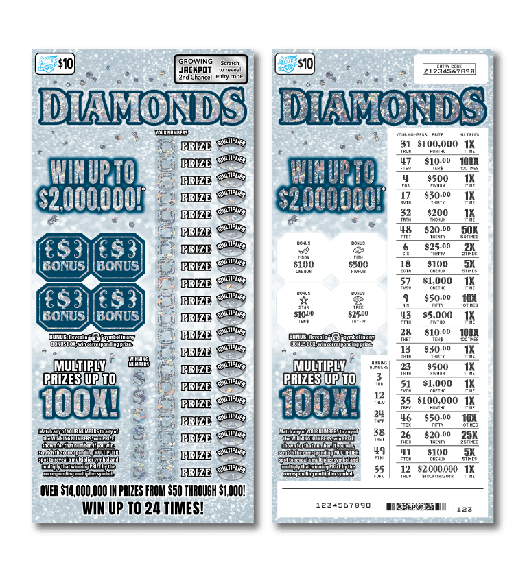 DIAMONDS scratch-off ticket