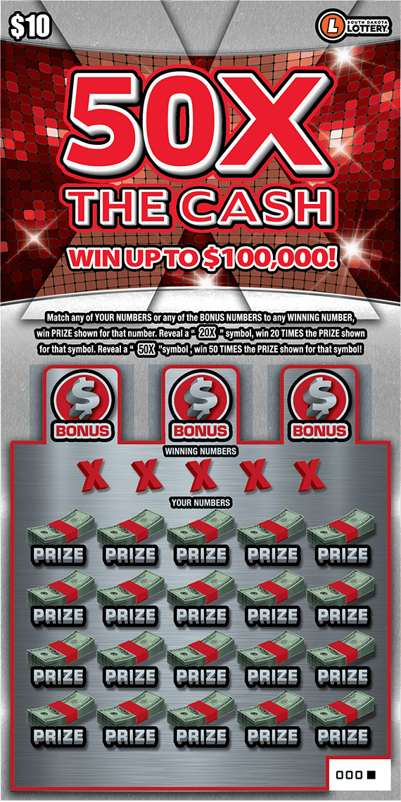 50X THE CASH scratch-off ticket