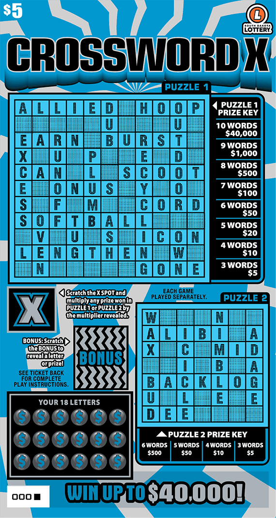 CROSSWORD X scratch-off ticket