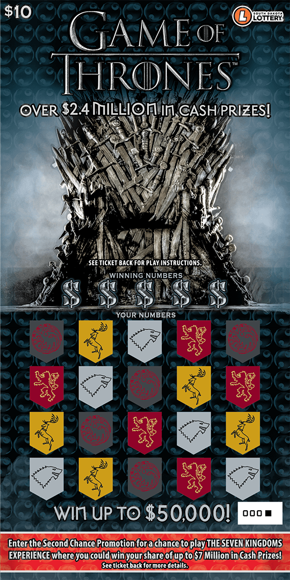 GAME OF THRONES scratch-off ticket