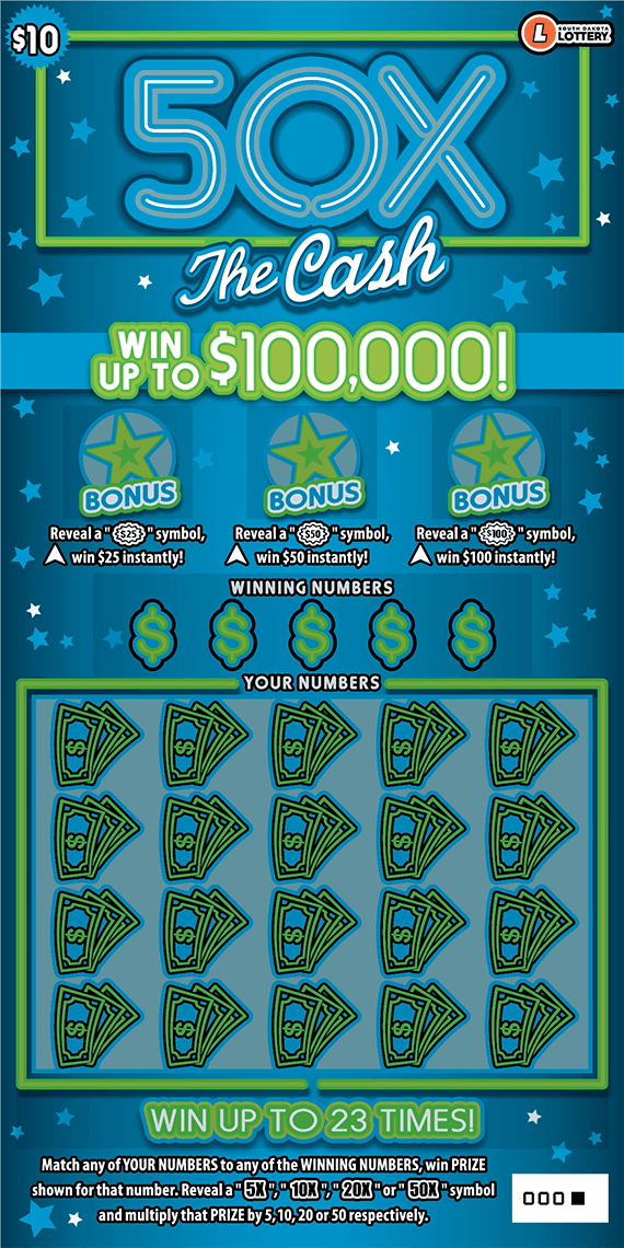 50X THE CASH scratch-off ticket