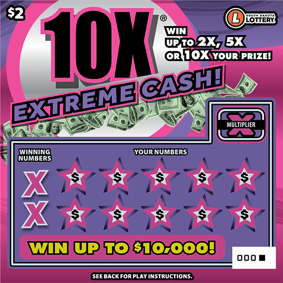 10X EXTREME CASH! scratch-off ticket