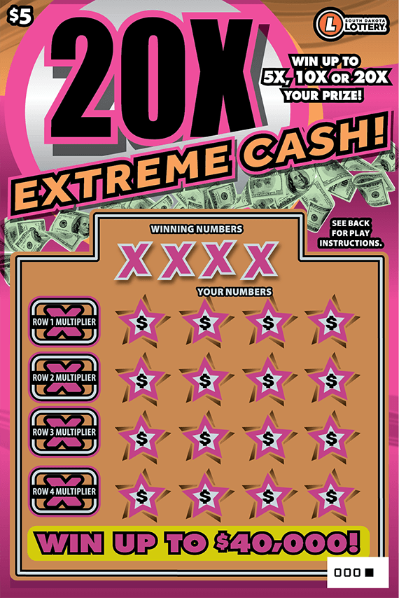20X EXTREME CASH! scratch-off ticket