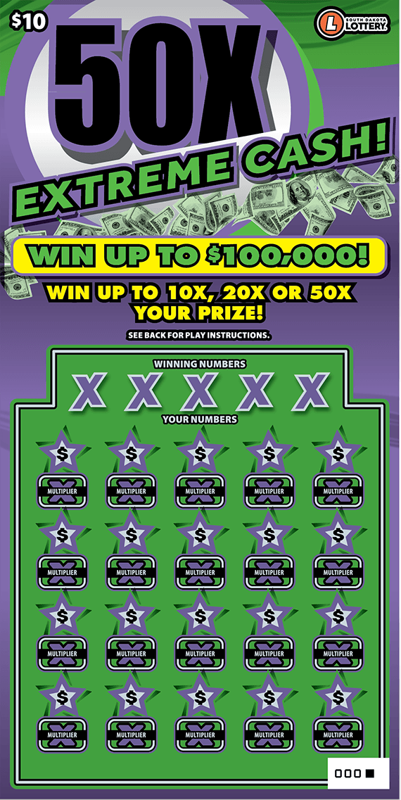 50X EXTREME CASH! scratch-off ticket