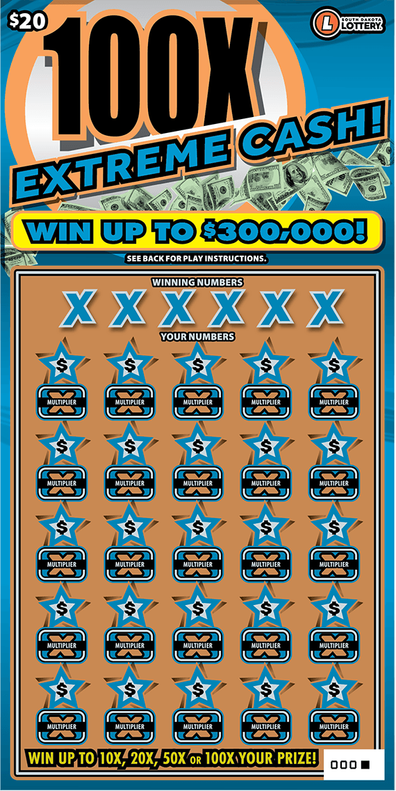 100X EXTREME CASH! scratch-off ticket