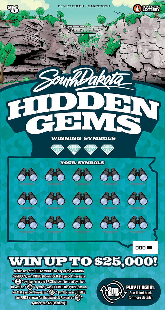 SOUTH DAKOTA HIDDEN GEMS scratch-off ticket