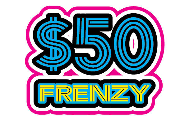50 FRENZY scratch-off ticket