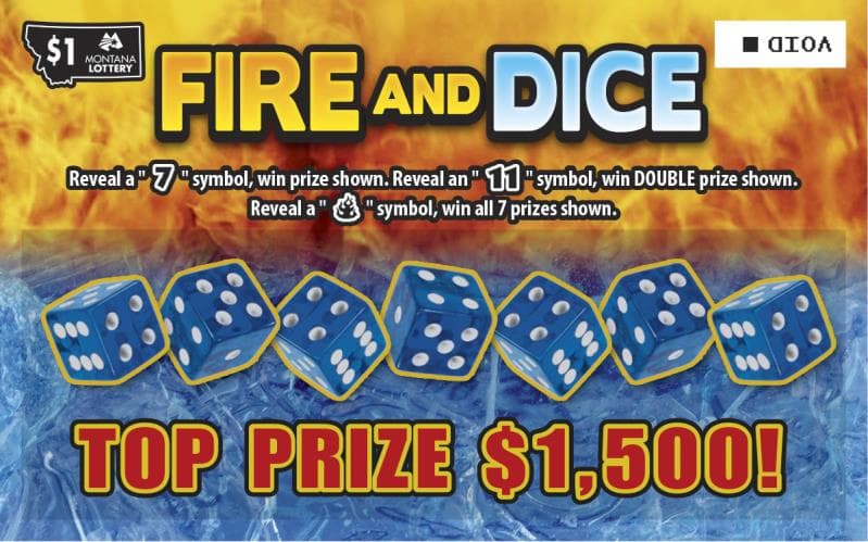 FIRE AND DICE scratch-off ticket
