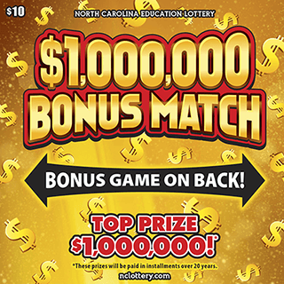 $1,000,000 BONUS MATCH scratch-off ticket