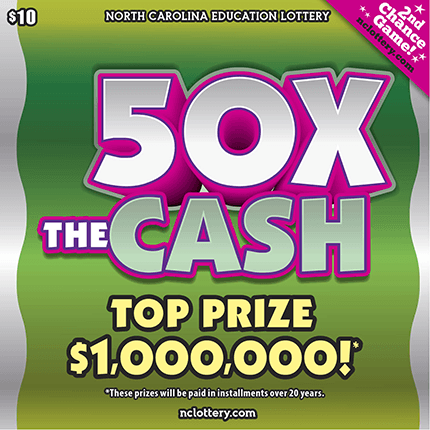 50X THE CASH scratch-off ticket