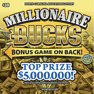 MILLIONAIRE BUCKS scratch-off ticket