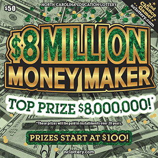 $8 MILLION MONEY MAKER scratch-off ticket