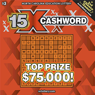 15X CASHWORD scratch-off ticket