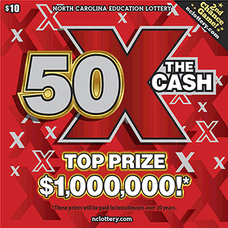 50X THE CASH scratch-off ticket