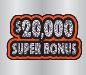 $20,000 SUPER BONUS scratch-off ticket