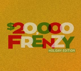 $20,000 FRENZY HOLIDAY EDITION scratch-off ticket