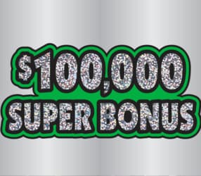 $100,000 SUPER BONUS scratch-off ticket