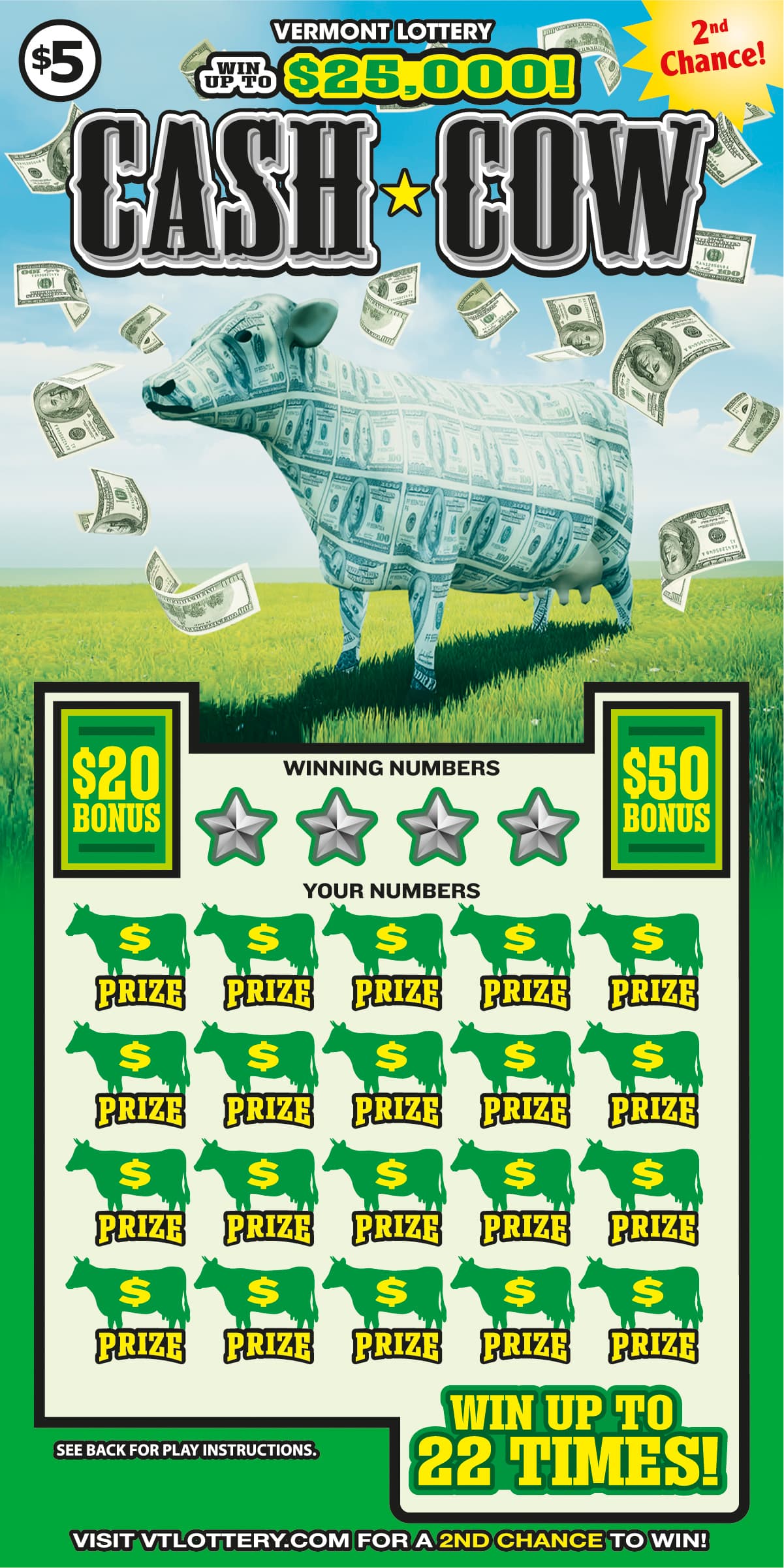 CASH COW scratch-off ticket